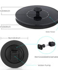 Solar Bird Bath Fountain Pump With Six Nozzles, 1.4W Upgrade, floating design, removable washable water pump, solar panel detail