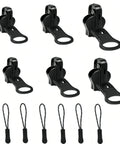 Zipper Repair Kit With 3 Size Double-Sided Zipper Sliders And Pulls Fits Jackets Luggage Backpacks And Outdoor Gear No Sew Installation 6-Piece Universal Zipper Repair Set For Quick Fixes shown with components