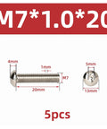 Top Shelf ZENFORX M7x1.0 Button Head Socket Bolts With Nickel Plating, 20mm long, 5 pieces, durable fasteners for tough jobs.