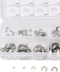 120Pcs E Clip Ring Set 1.5mm To 10mm Stainless Steel External Retaining Rings Circlip Assortment Open Organizer Box