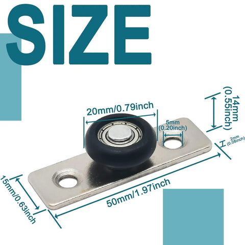 2 Pack Silicone Gate Roller Wheels For Sliding Doors Low Profile Floor Guide Roller With Dual Nylon Wheels Two Hole Silver