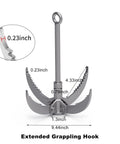 Four Claw Folding Stainless Steel Grappling Hook With 65 Foot Rope For Anchor Retrieval Outdoor Hiking Tree Limb Removal And Water Salvage Heavy Duty Construction For Rugged Outdoor Use Durable Folding Mechanism And Secure Claw Locking extended view