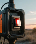 Heavy Duty 30A IP65 Waterproof Toggle Rocker Switch 12-24V LED On Off DPST Snap-In Mount on outdoor panel with sunset background