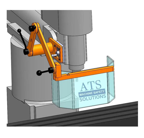 Milling Machine Guard For Manual Mills OSHA Compliant Head Mount Shield Made With Lexan And Aluminum installed on mill