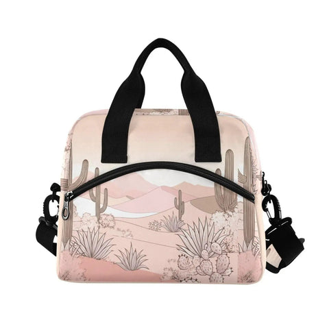 Front view of Desert Cactus Cooler Bag Insulated Lunch Box 10L Leakproof Grab And Go For Picnics Beach Trips Hiking Camping and Work
