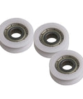 Heavy Duty 1.5mm Depth U Shape Groove Bearing Guide Pulley Wheel 18mm Diameter 5mm Bore 47kg Max Load Pack of 4 Replacement Roller for Sliding Windows Doors Printers, white rollers