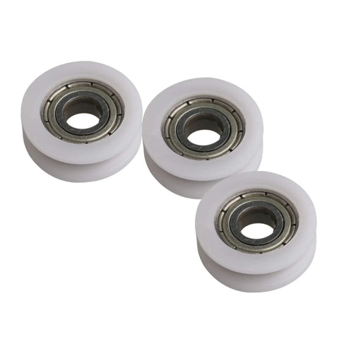 Heavy Duty 1.5mm Depth U Shape Groove Bearing Guide Pulley Wheel 18mm Diameter 5mm Bore 47kg Max Load Pack of 4 Replacement Roller for Sliding Windows Doors Printers, white rollers