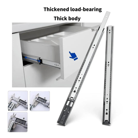 Heavy Duty 3 Section 100 Lb Capacity Full Extension Ball Bearing Side Mount Drawer Slides Quiet Slide Black 14 Inch in use