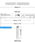 4 Inch Ceiling Light Mounting Bracket Kit - Universal Crossbar Hardware Set For Chandeliers And Wall Lights, 4-Pack Silver Steel Brackets With 3 Eighth Inch Lamp Pipes, Easy Install, Durable And Flexible Fit. dimension diagram of 4-inch silver steel bracket and 40mm lamp pipe