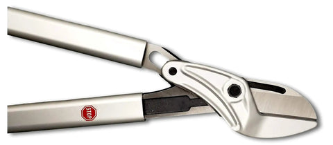 Close-up of Anvil Lopper 32 Inch Heavy Duty Pruning Shears with Compound Action, forged blade and aluminum arms.