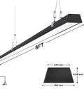 Black 8ft LED Shop Light, 100W 12500lm, 5000K Daylight with 5ft Cord, Dual Mount Suspension Detail, Super Bright and Energy Efficient