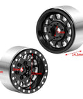 Beadlock Wheel Rims For 1 24 Scale RC Crawlers, 4 Piece Aluminum CNC Machined Black Upgrade For Axial models, dimensions shown