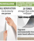 Image showing Big Time Thermal Insulating Wallpaper Self Adhesive Peel And Stick Wall Covering Waterproof Soundproof DIY installation steps.