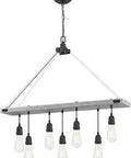 Elway Vintage-Style Seven-Light Indoor Chandelier With Antique Ash Finish And Matte Brushed Gun Metal Accents