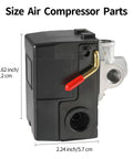LF10-4H Air Compressor Pressure Switch Replacement with red lever, 4 ports, unloader valve, black casing and silver connectors.