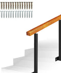 Rock Solid Outdoor Wooden Handrail For 1 To 3 Steps showing wooden rail with metal brackets and installation screws.