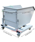 Heavy Duty Self Dumping Hopper With Slick Swivel Casters Built Tough For Dual Forklift And Manual Material Moves Features Rock Solid Welded Steel Frame dimensions and drainage details