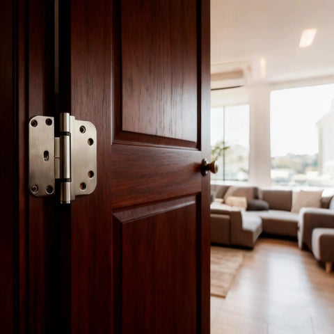 Heavy Duty 4 Inch Wood Door Hinge With Brushed Nickel Finish Round Corner Six Hole Design Adjustable Hinges For Solid Doors Secure Mounting
