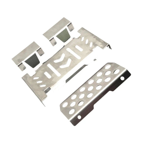 1 To 10 Scale Chassis Skid Plate Upgrade Kit For YK4106 YK4107 RC Model Cars heavy-duty metal guard set, 4-piece view.
