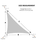 Triangle Sun Shade Sail 16 Foot By 16 Foot By 22.64 Foot UV Block Canopy size measurement diagram with fixing points