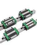 Snag These High Precision Linear Guide Rail Kits With HGW15CC Bearing Blocks And HGR15 Square Rails For Smooth 3D Printer Or CNC Motion Control That Slides Like Butter And Lasts Forever, four bearing blocks on steel rails
