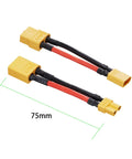XT60 Male To XT30 Female Connector Adapter 14AWG Cable 5cm 2 Pack And XT30 Male To XT60 Female Connector Adapter 14AWG Cable 50mm 2 Pack For Lithium Battery Micro FPV Drone 4 Pack showing two yellow connector adapters with cables.