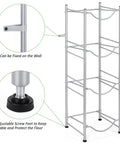 4 Tier Water Jug Rack Stand For 5 Gallon Jugs, Detachable Dispenser Holder, Heavy Duty Steel With Adjustable Feet