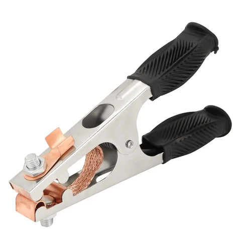 Heavy Duty 500A Ground Clamp Copper Welding Earth Clip With Electroplated Wear Resistance For Manual Welder That Handles Heavy Current Flow And Delivers Top Tier Performance During Your Next Big Project, showcasing copper construction and rubber grips.