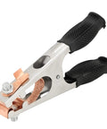 Solid US Style 500A Ground Clamp Welding Earth Clip With High Conductivity Copper Build And Electroplated Finish For Durable Manual Welder Jobs That Really Hold Up, showing detailed copper construction and rubber grips.