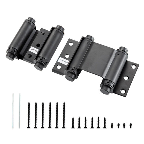 Pair of 3-inch matte-black double-action spring door hinges with screws for saloon cafe doors (2-pack)
