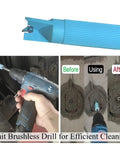 Grease Zerk Cleaner Kit For Grease Fittings With Four Color Cleaners And One Zerk Fitting shown with drill use before and after.