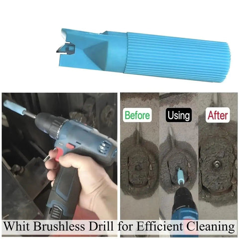 Grease Zerk Cleaner Kit For Grease Fittings With Four Color Cleaners And One Zerk Fitting shown with drill use before and after.