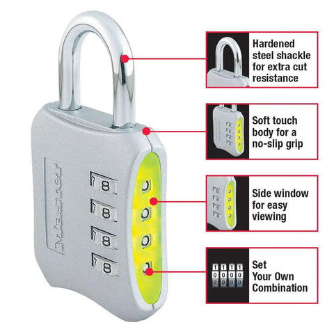 Indoor 4-Digit Resettable Locker Lock With Stainless Steel Body For Gym And School Lockers, Heavy Duty Security Built Like A Tank, Easy To Set And Reset, Colors May Vary