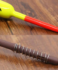 Closeup of High Visibility Balsa Fishing Floats Assortment Spring Bobbers One Half Inch Pencil Style Five Pack For Crappie Panfish Walleyes