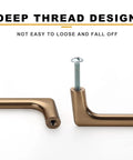 Close-up of Champagne Bronze Cabinet Pulls 5 Inch 128mm 10 Pack showing deep thread design with screw.