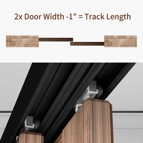 Heavy Duty Bypass Sliding Closet Door Track Set 72 Inch Aluminum Pocket Rail Installed Close-Up