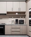 Modern kitchen with 30 Pack 5 Inch Cabinet Pulls Satin Nickel Stainless Steel Kitchen Hardware Drawer Handles installed on cabinets