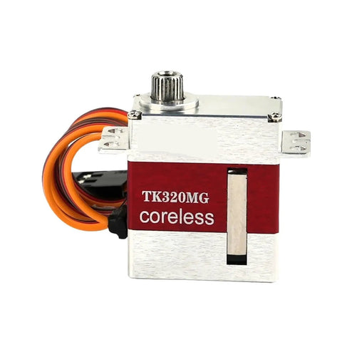 Knockout 20g Digital Servo Crafted With Solid Metal Gears And Coreless Motor Pushing Smooth 3.0kg Cm High Torque For Remote Control Crawlers And Truggies Backed By Zero Sweat 4.8 To 8.4 Volts Power Delivery, shown with metal casing and wires.