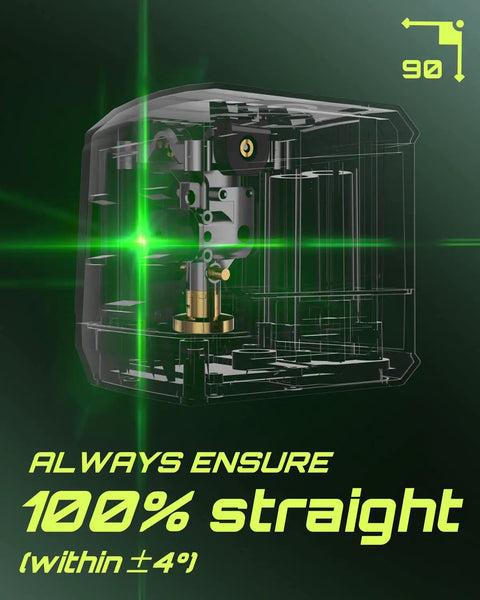 Transparent Self Leveling Green Laser Level With Cross Lines For Picture Hanging And Construction showing internal mechanism.