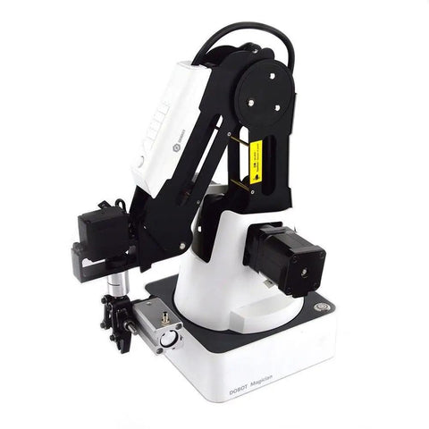 STEM Robotic Arm Education Kit With Conveyor Belt, Basic Plan Plus Bundle, Includes Video Tutorials And Lifetime Support, Comprehensive Robotics Curriculum For Classroom And Home Labs, Hands-On Learning white desktop robotic arm