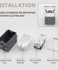 1 Gang Electrical Box Extender Kit Non Metallic BE1 6 Pack With 12 Phillips Screws, recessed outlet box installation