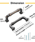 10 Pack 3 Inch Oil Rubbed Bronze Cabinet Pulls With Bronze Brushed Finish showcasing dimensions and screws for kitchen cabinets and drawers