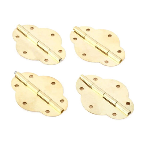 Dope Vintage 46 By 35 mm Hinges Set 4 Pack Antique Gold Shutter Style Cabinet Drawer Door Butt Hinges For Jewelry Boxes And Wooden Boxes Decorative Hardware shown in a set of four.
