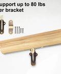 Rock Solid Handrail Stair Brackets For Staircases Heavy Duty Zinc Alloy Railing Supports With Screws Antique Brass Finish Easy Peasy Install Indoor Outdoor Pack Of Four, showing bracket mounted on wood with screws.
