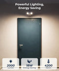 Plug In WiFi Outdoor Flood Light With 240 Degree Wide Angle, PIR Motion Sensor And Built In Siren, above door