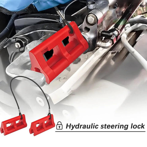Hydraulic Steering Lock 4 Inch Steer Stop for Outboard Motors, red TPE clip on motor, prevents steering swing during transport