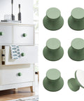 Six Pack Grayish Green Aluminum Self Adhesive Knobs For Cabinets And Drawers Easy Stick On Cupboard Handles No Drill Needed Dresser Window Closet Upgrade, 1.1-inch