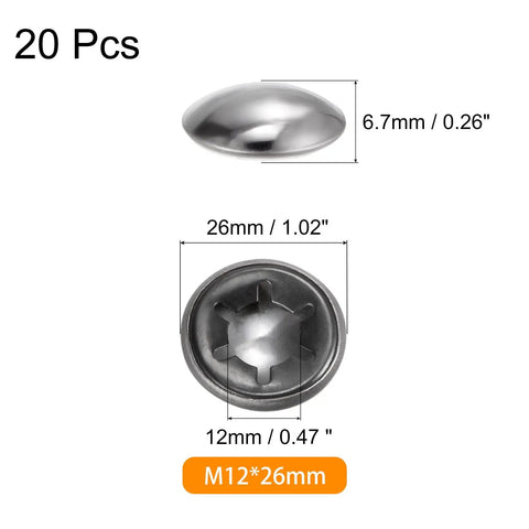 Built Tough 20 Pack Axle Push Nut Caps With M12 Inner Retainer Washers For Hand Trucks And Lawn Wagons Heavy Duty 65Mn Steel Wheel Hub Fasteners With No Sweat Installation
