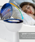 Laid Back Island Life Round Toilet Seat Cover with bold beach design showing quiet close lid on standard toilet.