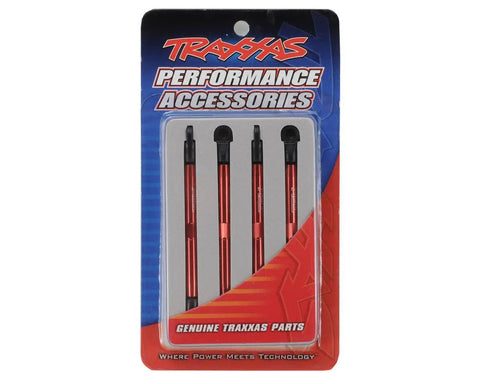 Red Anodized Aluminum Toe Links For 1/16 Scale RC Cars Set Of 4 6061 T6 Strength Broad Center Nut For Fast Alignment and Machined Groove